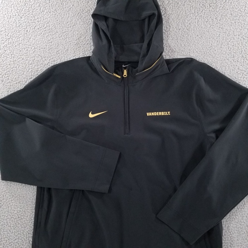 Vanderbilt Commodores Nike Jacket Large Black Hooded 1/4 Zip Performance Coach